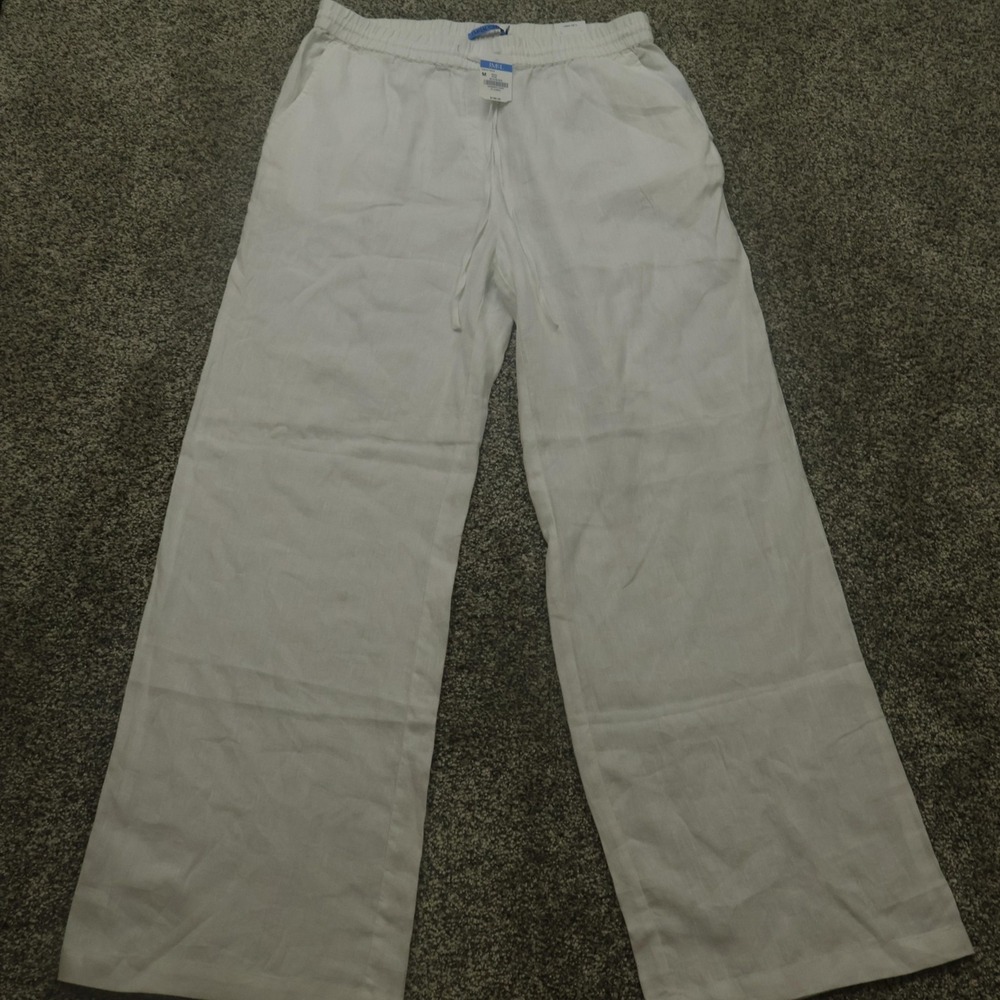 J McLaughlin Pants womens M White Linen wide leg Summer Beach NWOT